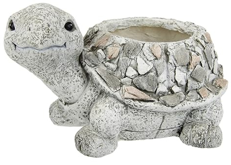 Blumentopf Schildkröte aus Magnesia 22x38x24cm Kübel Pflanzkübel Blumenkübel Pflanzgefäß Blumenständer Deko Tier zum Bepflanzen für Sukkulenten Gartendeko Terrassendeko, Schildkröte