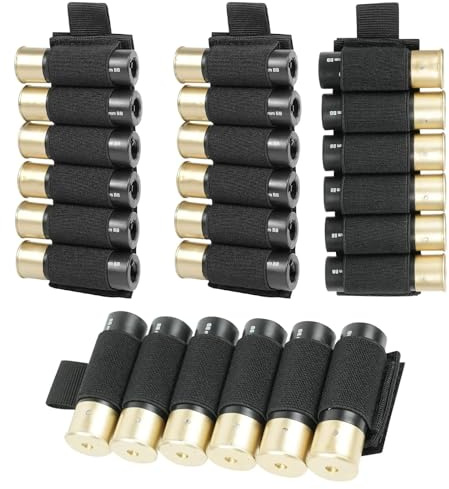 YChoolco Paquete de 4 Porta Balas elásticos con Adhesivo en la Parte Posterior 223 308 30-06, Porta Cartuchos de Escopeta, Bolsa for Culata de Arma con Velcro.(6)