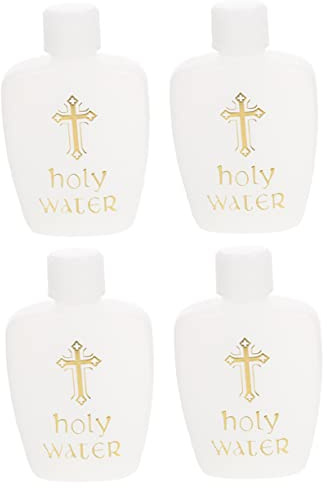ERINGOGO Set 4 Mini Bottiglie Di Acqua Santa Vuote in Vetro Resistente Per Battesimo e Decorazioni Religiose, Contenitori Riutilizzabili Da 60ml Per Esorcismi e Regali Benedetti