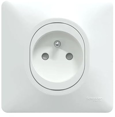 Schneider Electric - Prise 2P+T 16A encastré blanche à puit complete avec plaque connexion auto fixation vis OVALIS