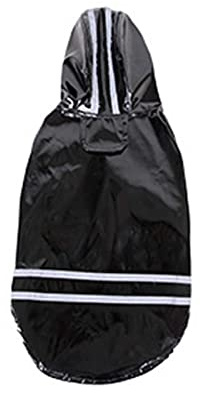 Hunderegenmäntel wasserdicht, Hunderegenmantel, wasserdicht, mit Kapuze, integriertem Geschirr, PU-Reflexstreifen, Hutkrempe, Mehrfarbig, mehrere Größen(Black,L)