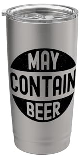 Puede contener cerveza Bebida divertida Cerveza Adulto Beber Broma Vaso térmico de acero inoxidable de doble pared