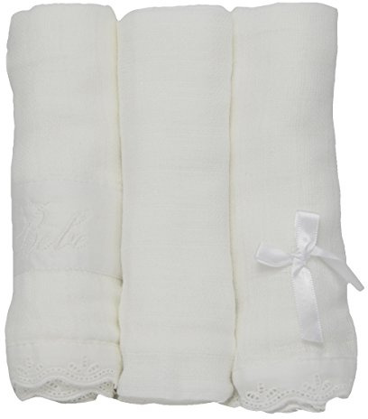 Pekitas Musselin-Tücher für Babys, 3 Stück, 100 % Musselin-Baumwolle, 75 x 75 cm Weiß