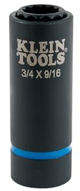 Klein Tools 66001 2-in-1 Impact Socket, Socket Wrench Sizes 3/4-Inch and 9/16-Inch Hex, 12-Point Deep Socket with 1/2-Inch Drive