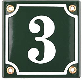 Hausnummer Hausnummernschild Emaille 10x10 cm mit Wunschnummer Premiumqualität