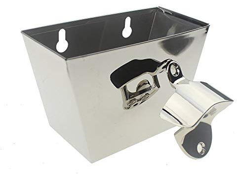 Luwanburg Silver Wall Mounted Beer Bottle Opener with Cap Catcher Stainless Steel