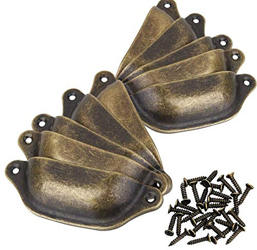 PETITES ECREVISSES 10 Pcs Rétro Poignées de Coquille 98mm pour Tiroir Armoire Meuble, Bouton de Porte en Métal de Placard,Bronce