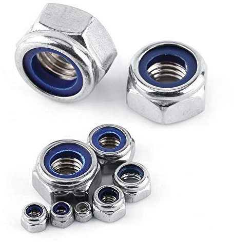 FTVOGUE Écrou Hexagonal à Bride avec Fusible en Acier Inoxydable Contre-Écrou de Blocage Insert en Nylon(M3, 100Pcs)
