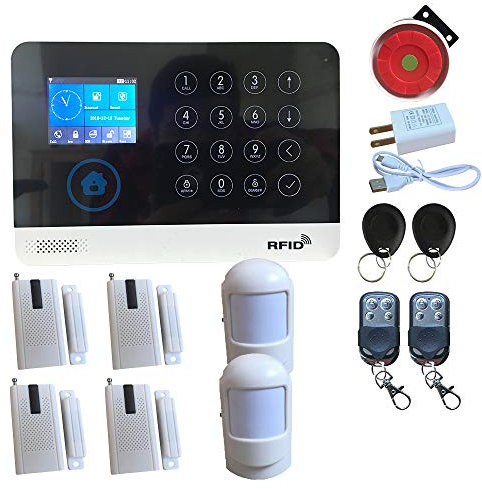 HuilingyiTech - Sistema di allarme di sicurezza domestica GSM con sensore di movimento wireless, telecomando con sensore di apertura della porta