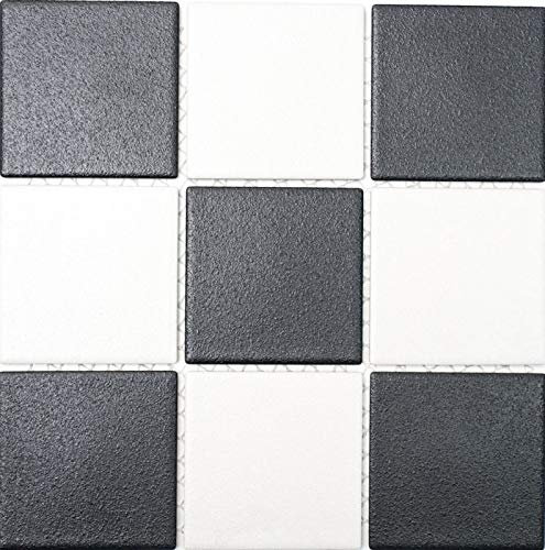 Mosaico Piastrella Parete Piano Ceramica Scacchiera Nero Bianco Piatto Doccia Antiscivolo - MOS22-0304-R10