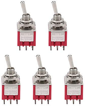 5Pcs 6mm 9 Pin ON-ON 2 Position Toggle Switch,3 Pole Double Throw Heavy Duty Rocker Toggle Switch, 2A/250VAC 5A/120VAC Toggle Switch,for Automobile, Home Appliance, Industrial Control