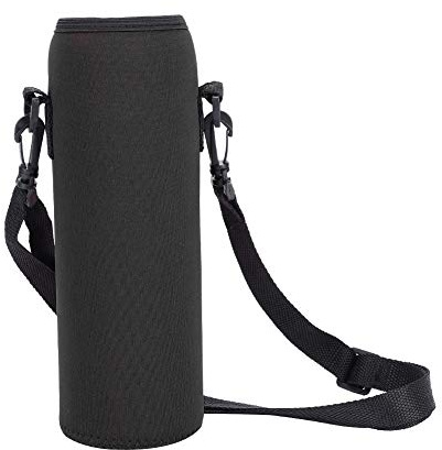 Portaborraccia, borsa a tracolla per borraccia, custodia per borraccia con cinturino staccabile e fibbia incorporata, apertura leggermente elastica per evitare che la bottiglia cada(Nero)