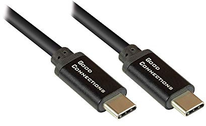 Good Connections Cable de carga y datos USB-C SmartFLEX, Power Delivery (PD3) 100 W, USB 2.0 – 5 A, cable de cobre, carcasa metálica, para smartphone, Ultrabook, tableta, MacBook, negro, 0,5 m / 50 cm