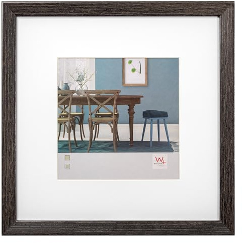walther design Bilderrahmen dunkelgrau 30 x 30 cm mit Passepartout, Fiorito Holzrahmen EF330D