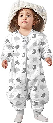Lictin Baby Schlafsack mit Füßen 2.0 Tog - Baby Schlafsack Split Leg mit abnehmbaren Ärmeln Winter Bio-Baumwolle Schlafsack für Säugling Kleinkind alt von 85 bis 105 cm