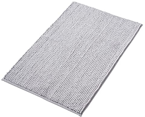 Decomira Tapis de Bain Antidérapant en Chenille | Super Absorbant et Lavable en Machine | pour la Salle de Bain, Douche, Baignoire ou comme Tapis WC | Gris - 40x60 cm