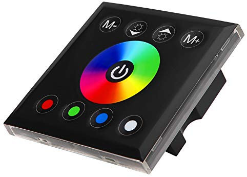 Controller touch panel, controller tattile LED, interruttore dimmer per controller touch panel LED RGBW colorato montato a parete per luce di striscia LED(Nero)