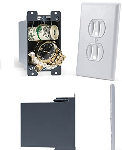 Electrical Outlet Hidden Wall Safe (Simple Install, Magnetically Attaches For Easy Use) Hiding Places for Valuables | Hide in Plain Sight Key Money Jewelry Storage Cash Holder Safes Outlet Safe Box
