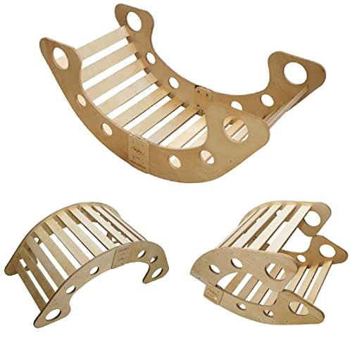 Skyline Kletterbogen Baby Kleinkind Kinder ab 1 Jahr Indoor Klettern Montessori Klettergerüst Holz Wippe Balancewippe Kletterdreieck Kletterwippe Holzwippe Kletterling Holzbogen L Naturholz