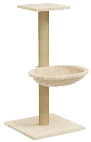 vidaXL Kratzbaum, Katzenkratzbaum mit Sisal-Kratzsäule, Katzenbaum mit Hängematte Plüsch, Kletterbaum für Katzen, Katzenmöbel, Creme 74cm