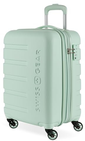 SwissGear 7366 Signature Hardside Expandable Luggage with Spinner Wheels, TSA Lock, Clearly Aqua, Checked-Large 27-Inch