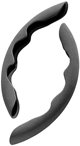 2 pezzi di coperture per volante auto, copertura per volante in pelle scamosciata universale, protezione per volante segmentata, antiscivolo e durevole per volanti di qualsiasi dimensione, grigio