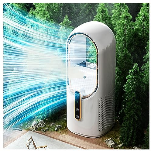 HAZARA Ventilateur Colonne Sans Pale, Rechargeable Par Usb,Avec Humidificateur Mini Ventilateur Usb Petit Et Portable Ventilateur Climatiseur, Pour La Bureau De Chambre à Coucher