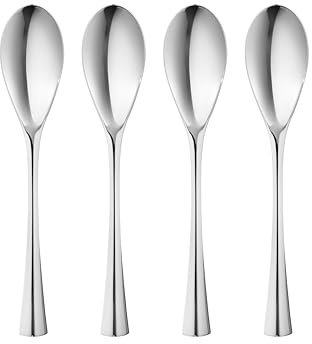 Georg Jensen Cobra Teelöffel – spülmaschinenfest und rostbeständig – poliertes, stilvolles, hochglanzpoliertes, rutschfestes Besteck – 4er-Pack