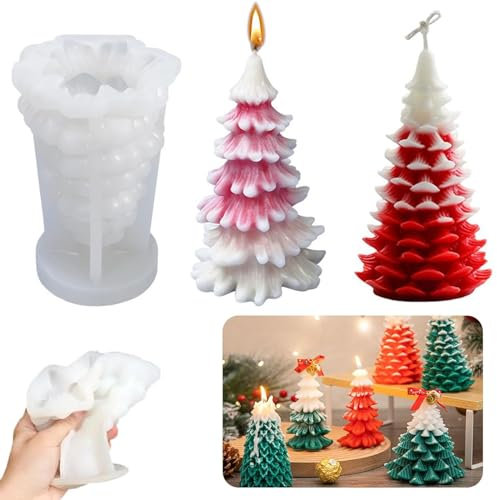 Kerzen Gießform,Weihnachtsbaum Kerzengießform Epoxy-Formen Weihnacht DIY Silikonform 3D Weihnachtsbaum Kerzengießform Silikon Kerzenformen Für DIY Duftkerze, Weihnachten Handwerk Ornamente