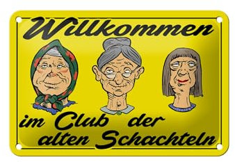 Femer Blechschild Spruch 18x12cm Club der alten Schachteln Oma