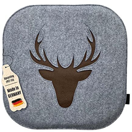 kontor28® - Sitzkissen Filz handgefertigt Made IN Germany | Sitzkissen Stuhl 37,5 x 37,5 cm aus rPET-Filz weiche und robuste Polsterung | Sitzauflage Stuhl für In- und Outdoor | grau 10er-Set