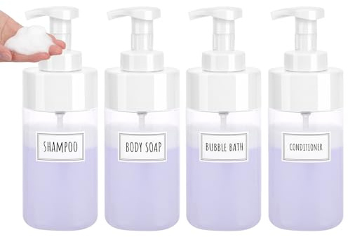 Segbeauty Schaumspender, 4 Stück 500ml Duschgel Spender, Spenderflasche mit Schaumpumpe, Schaumspender Seife Leere, Seifenspender Plastik für Küche, Bad