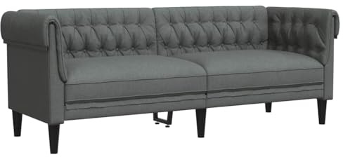 vidaXL Chesterfieldsoffa 3-sits mörkgrå tyg, 3-sitssoffa, tresitssoffa, 3 sitssoffa, 3-sitssoffor, tresitssoffor, 3 sitssoffor, 3 sits soffa