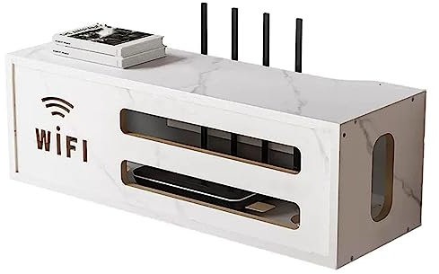 NBHDEK Wall-Mounted Bracket Floating Shelves WiFi Storage Box Single Layer, Wall Storage Boxes for WiFi uter, Cable Box Big, Cable Hide Box, Cable Management Desk Box 19.4x7x7.6