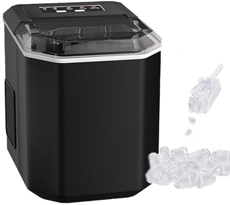 Kindevieft Machine à GlaçOns éLectrique, Machine à GlaçOns 12 Kg/24 H, Machine à GlaçOns Autonettoyante Automatique De 1,3 L pour La Maison, 2 Tailles De Glace, 9 GlaçOns PrêTs en 6 à 8 Minutes,Black