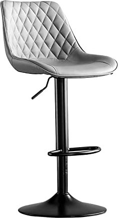 DDKYHU Vintage-Barhocker aus PU, höhenverstellbare Drehhocker mit Rückenlehne und Fußstütze, Esszimmerstuhl für Küche und Kneipe (weiß) (grau)
