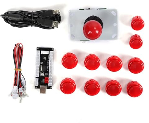 Beufee Máquina Arcade, 30 24 Juegos Arcade Arcade Clásico DIY Codificador USB para PC Juegos De Joystick Gabinete USB Kits (Rojo)
