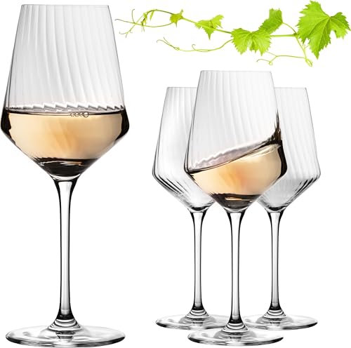 Imperial London - Copas de vino blanco (460 ml, 4 piezas, estriadas, de cristal Riesling)