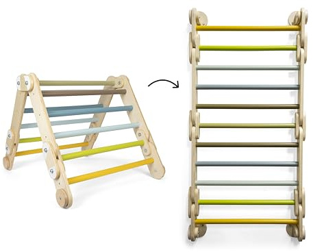 small foot Triángulo-Muro Escalada 2en1 Adventure, Madera,4 adaptadores, Movimiento, a Partir de 2 años 12625, 150 x 64 x 10 cm