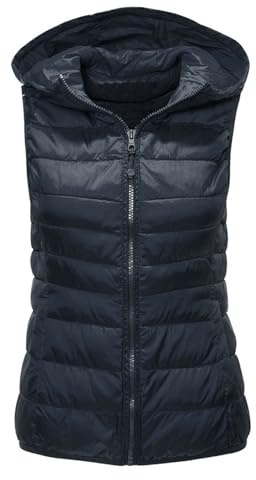 Chalecos de invierno para mujer, acolchados, cálidos, chaqueta acolchada, extra larga, con capucha, chaqueta acolchada de cachemira, color negro, azul marino, XXL