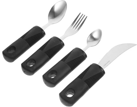 minkissy 1 Satz Anti-shake-geschirr Adaptive Utensilien Gewichtetes Silberbesteck -utensilien Auslaufsichere Becher Für Erwachsene Gabeln Besteck Reisebesteck Black