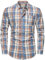 Men's Checked Shirt Mens Shirts Short Sleeve and Long Sleeve Cotton Casual Shirt for Men (UK, Alpha, L, Regular, Regular, Blue Long Sleeve)