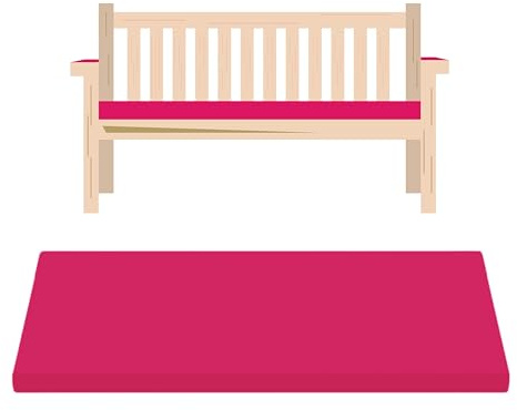 Water-resistant Garden Bench Pad for Outdoor/Indoor Seat Cushion, Zipped, Removable Cover – Durable, Foam Padding for Garden, Patio, Dining, Entryway Benches (Pink, 3 Seater 143 x 52 x 6 cm)