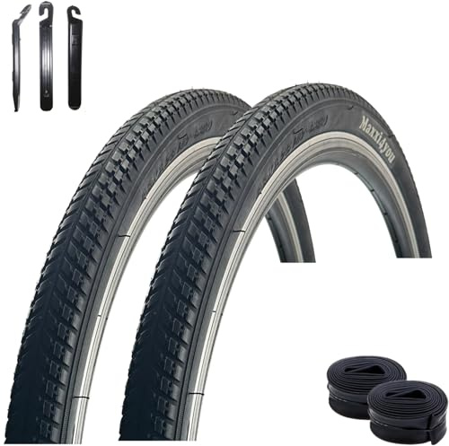 2 x maxxi4you HY 136 Fahrradreifen Schwarz 47-622 (28 x 1,75) + 2 x passende Schläuche SV inkl. maxxi4you Reifenheber
