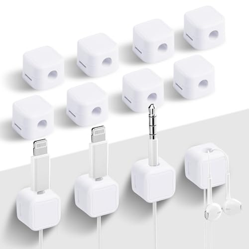 12 Pack Cable Clips Magnetic Desk Cord Organiser Holder Wire Charger Management (White)