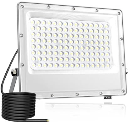 Fosingut Foco Led Exterior 100W,6500K Blanco Frío Focos LED Interior,144 LEDs IP65 Impermeable Proyector LED Exterior,10000LM Superbrillante Lampara Pared para Jardín,Garaje,Patios,Parque,Terraza