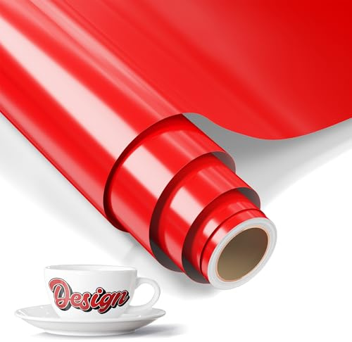 LIKCUT Vinylfolie Plotter Rot, 30,5cm x 183cm Selbstklebend Vinyl | Plotterfolie Vinyl für alle plottermaschine, Permanente Vinyl für Bastelprojekte, Schilder, Scrapbooking