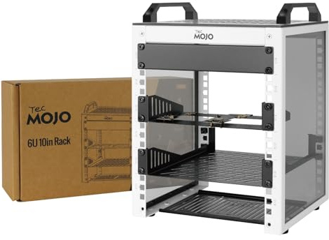 Tecmojo Mini rack da scrivania da 25,4 cm, 6U, profondità 200 mm, con ripiano SBC, scheda adattatore da Micro HDMl a HDMI, pannello vuoto, per apparecchiature AV, NAS e server da 10