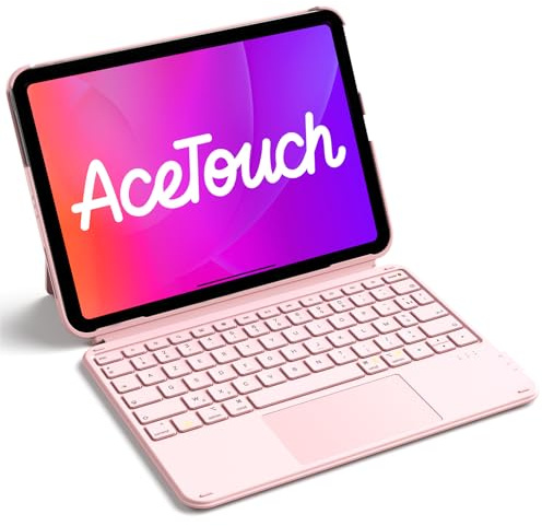 Inateck Coque Clavier pour iPad 11e/10e Gén, pour iPad 10e (10,9)/11e (2025 A16), Air 11 M3/M2, Air 6/5/4e, Pro 11 4e-1re, Clavier Ultraléger Détachable avec Pavé Tactile, Rose AceTouch