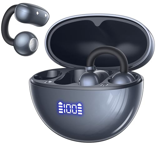 CAPOXO Clip-On Open-Ear Bluetooth Kopfhörer – 4,8g Ultraleicht, 48h Akku, LED Anzeige, Bluetooth 5.4, Richtungs-Sound, Für Sport, Büro, Brillenträger